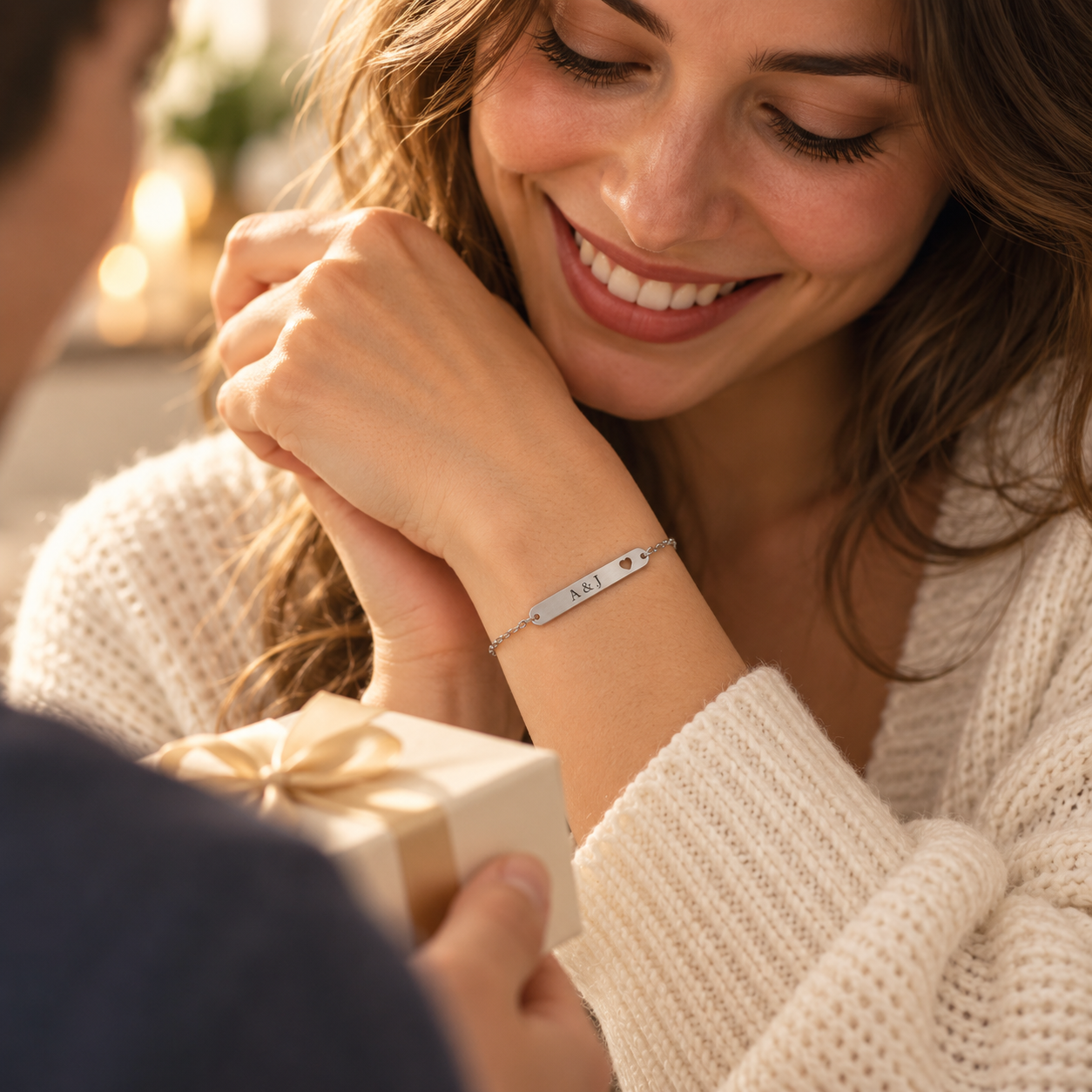 Pulsera de Barra Personalizada con Foto, Texto u Ojos