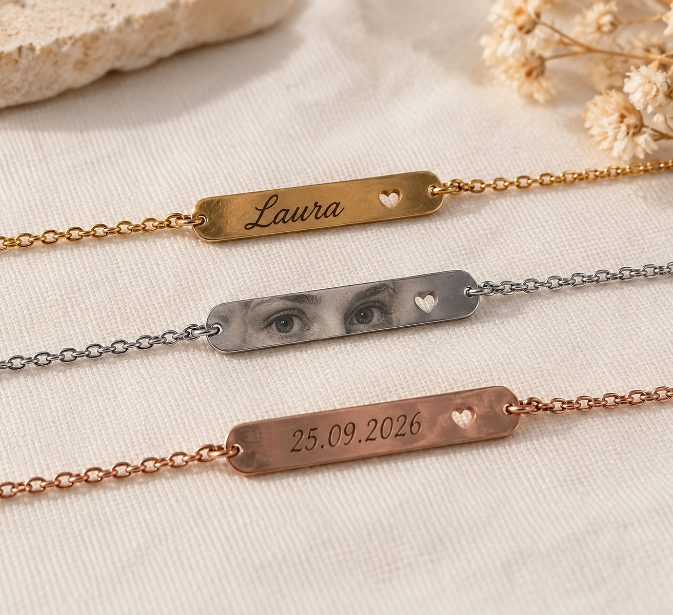Pulsera de Barra Personalizada con Foto, Texto u Ojos - Imagen 4