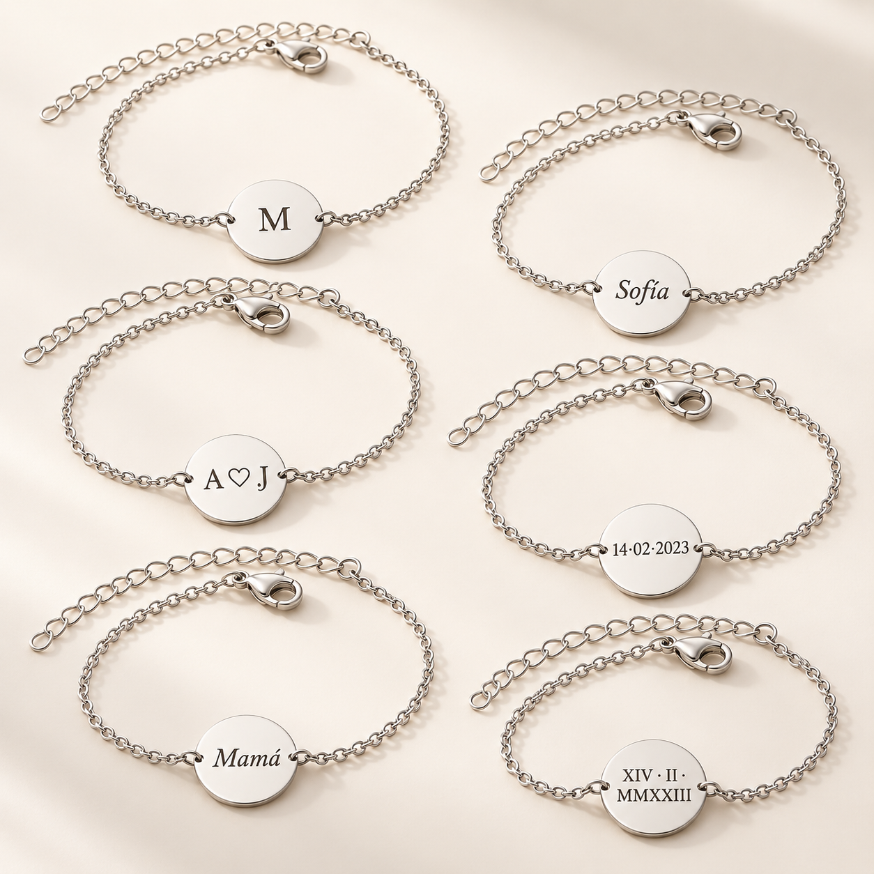 Pulsera Medalla Personalizada con Nombre, Iniciales o Fecha - Imagen 4