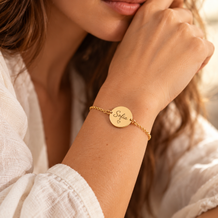 Pulsera Medalla Personalizada con Nombre, Iniciales o Fecha