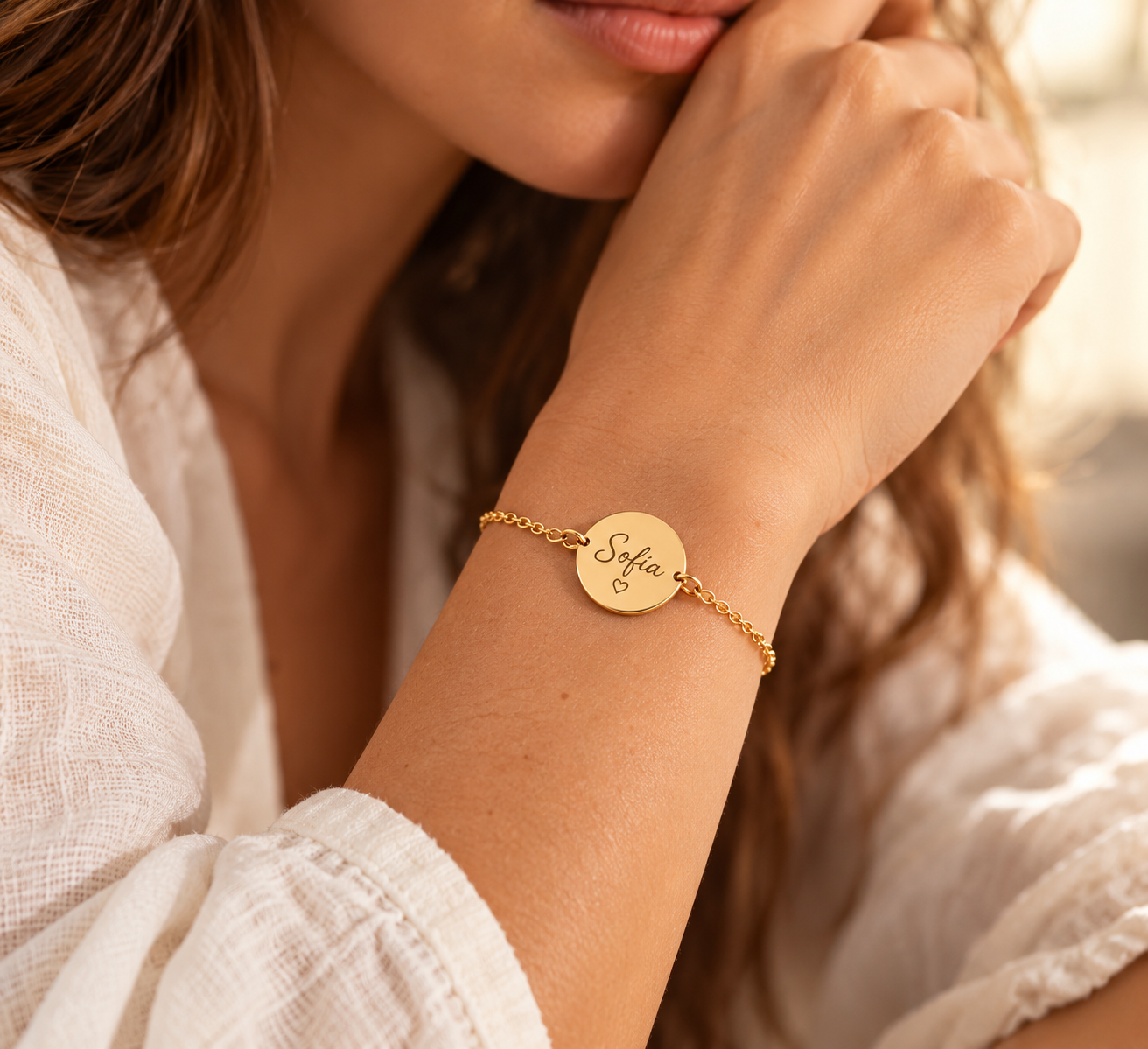 Pulsera Medalla Personalizada con Nombre, Iniciales o Fecha
